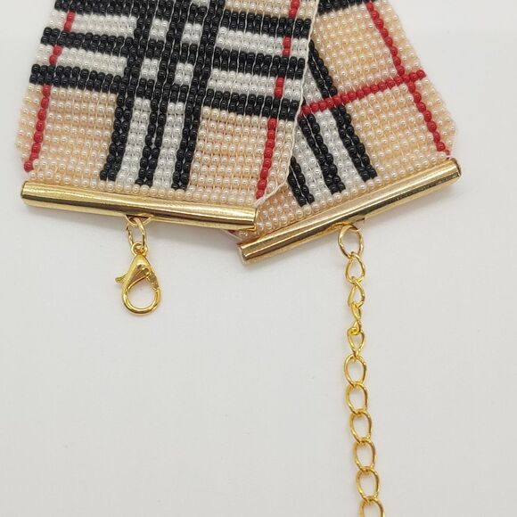 Loom Beaded Bracelets Pearl Plaid - Picture 4 of 4